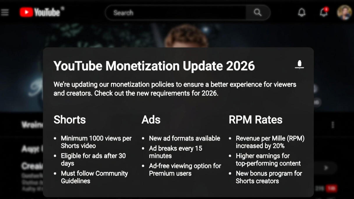 YouTube Monetization Update 2026: New Rules for Shorts, Ads & RPM Rates